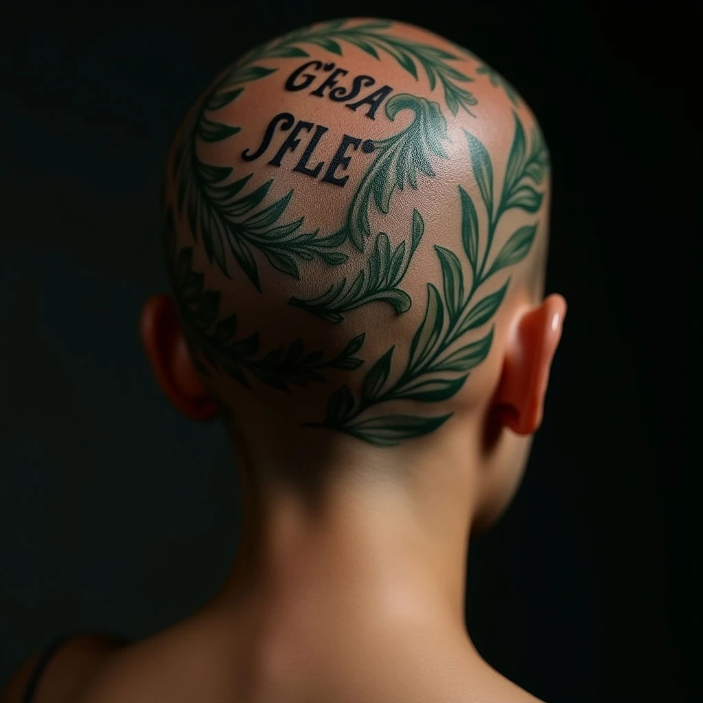 Surreal Lettering Tattoos for Your Head: Girlfriend's Name Ideas