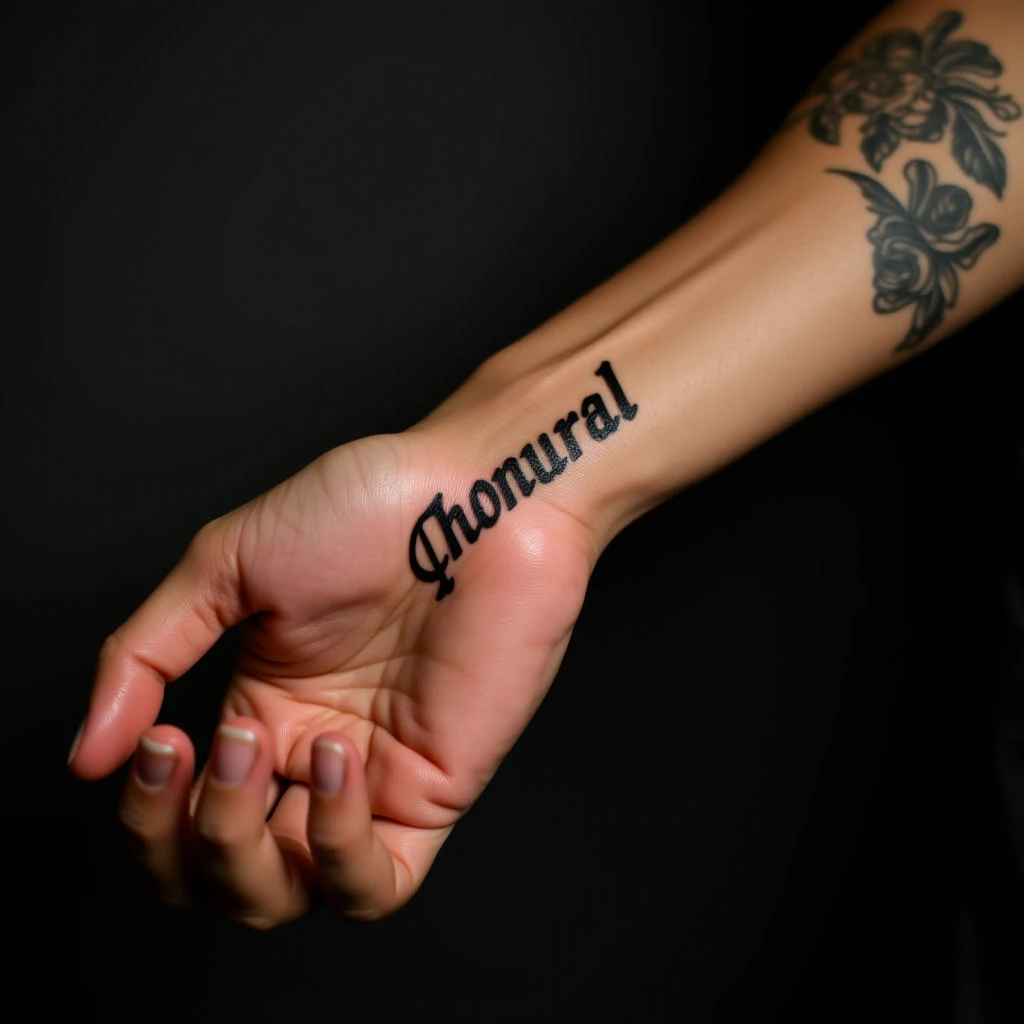 Unique Name Tattoos for Men's Wrists: Minimalist Brown Designs