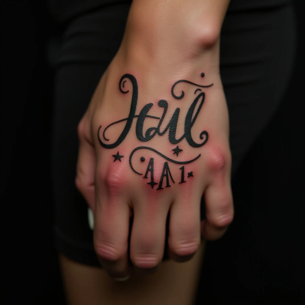 Bold Abstract Lettering Tattoos for Women on the Hand