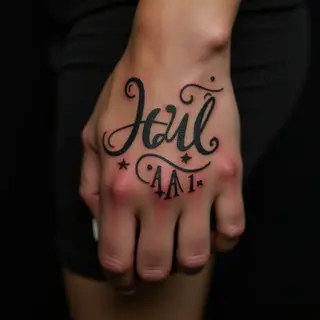 Bold Abstract Lettering Tattoos for Women on the Hand