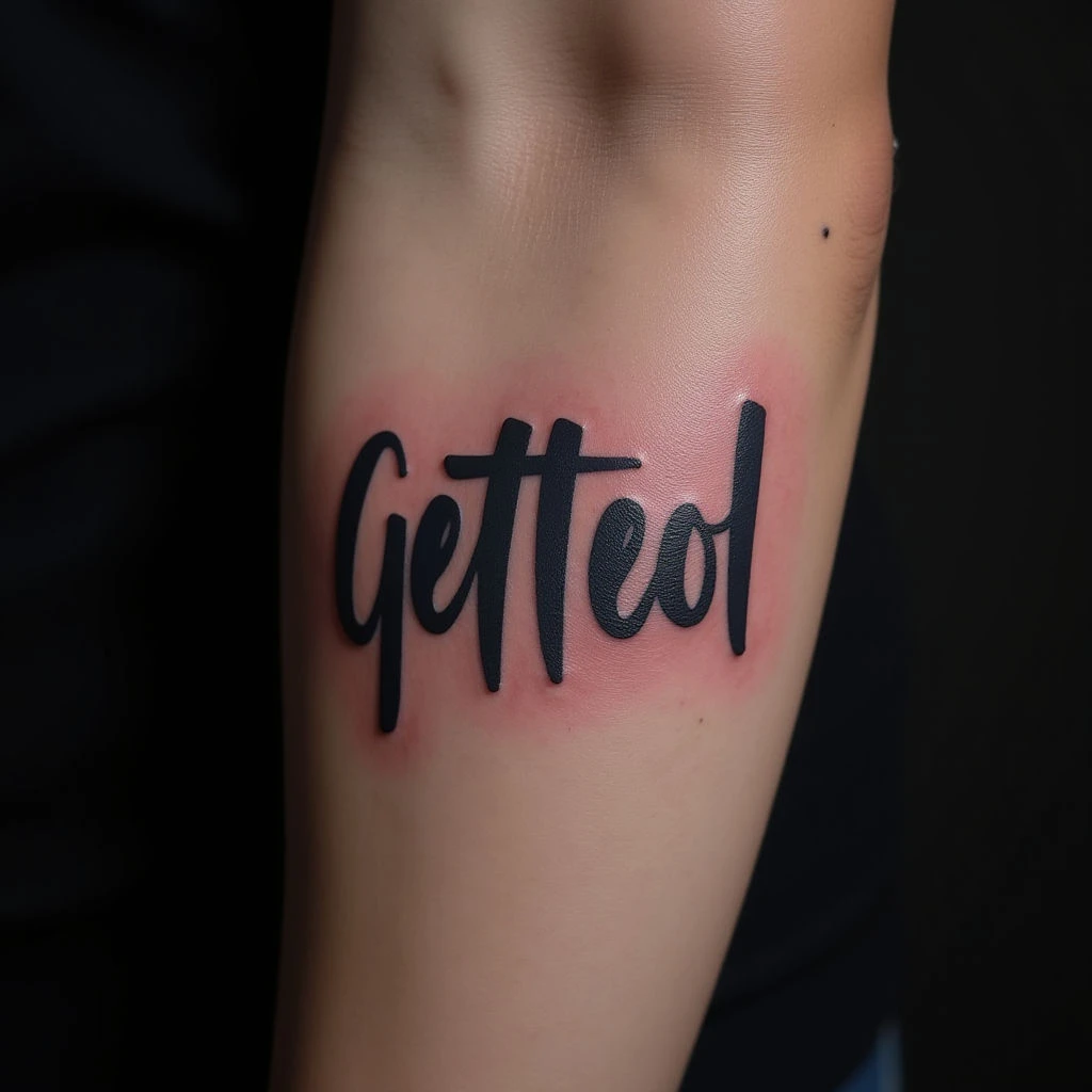 Bold Black-Grey Lettering Tattoos for the Arm: XL Designs