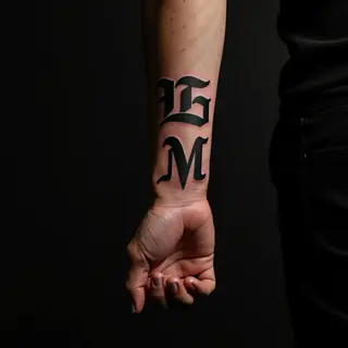 Bold Black & Grey Letter Tattoos for Men: XXL Wrist Designs