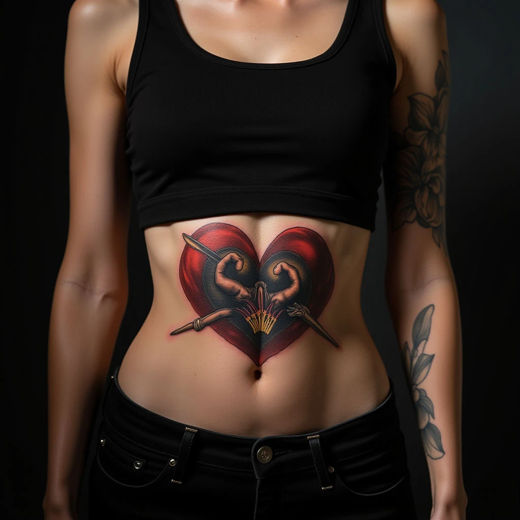 Surreal Lettering Tattoos for Women: Bold Stomach Statements