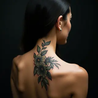 Subtle Green Word Tattoos for Men Behind the Ear