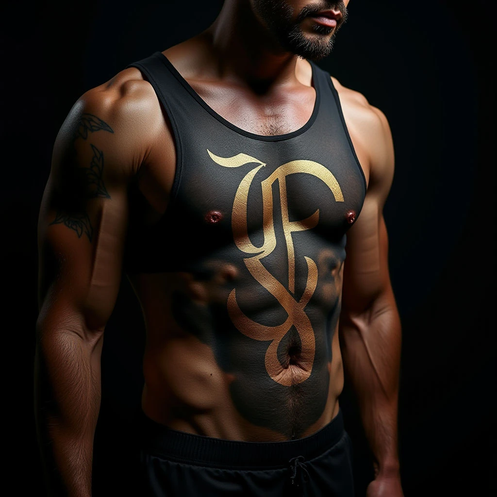 Surreal Letter Tattoos for Men: XXL Stomach Designs