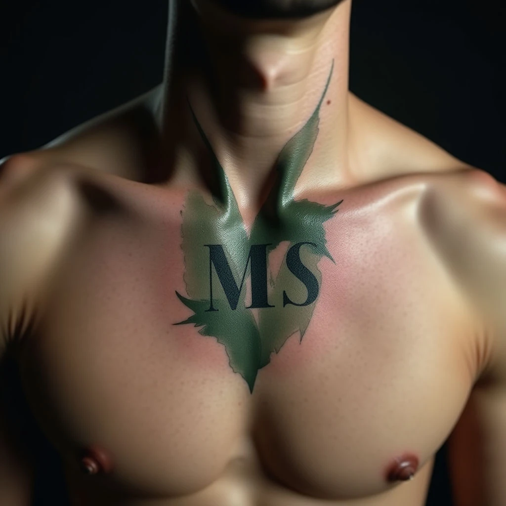 Bold Mens Letter Tattoos: Watercolor Designs for the Collarbone