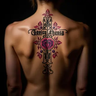 Violet Traditional Christian Word Tattoos for Your Back