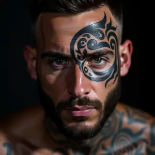 Cool Tribal Lettering Tattoos for Guys - Face Designs