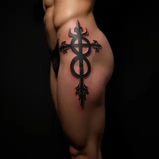 Neon Tribal Thigh Tattoos with Meaningful Bible Verses