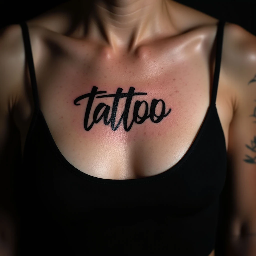 Small Lettering Tattoos on Your Chest: Watercolor Inspiration