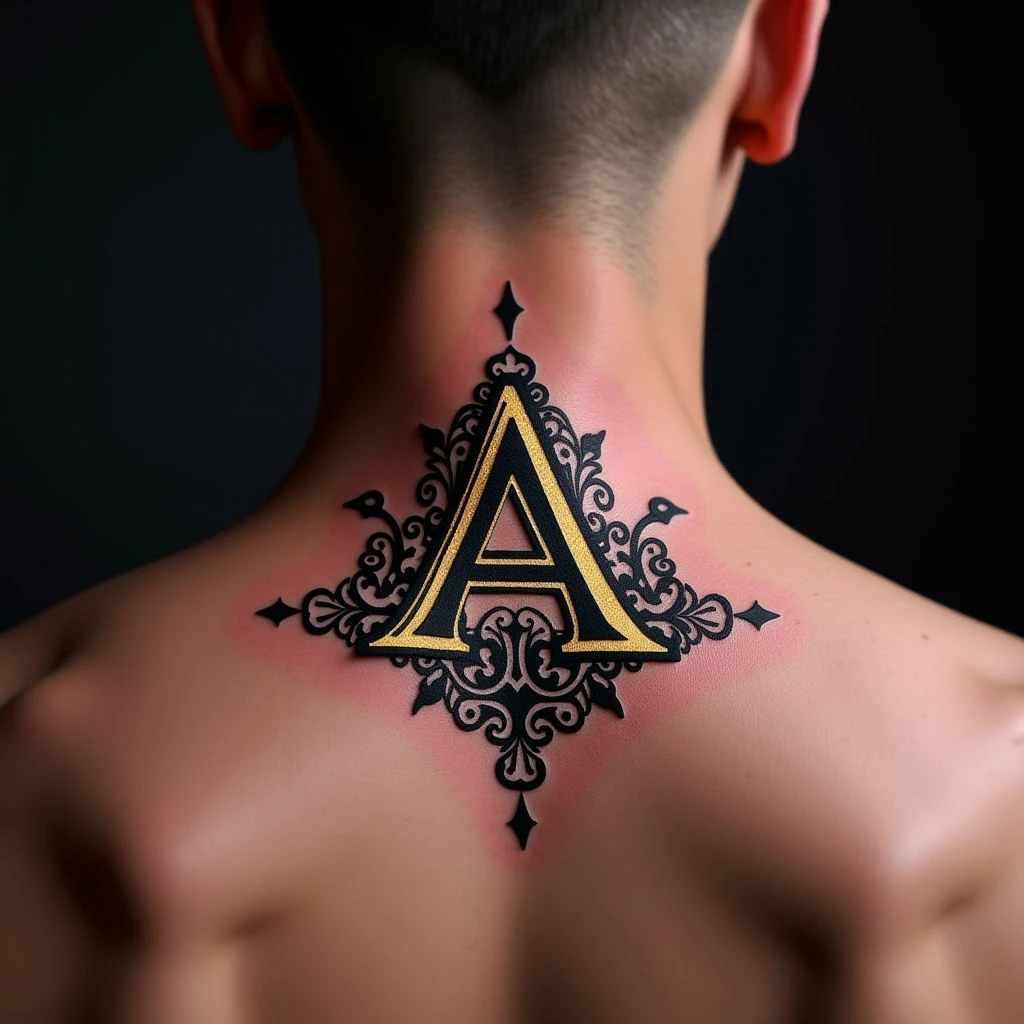 Elegant Word Tattoos for Guys: Neck Designs & Gold Accents