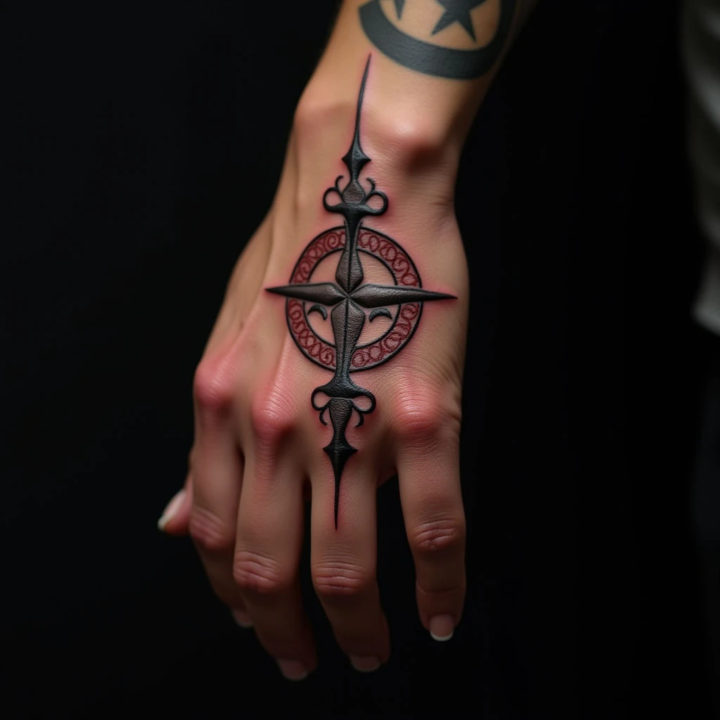Powerful Symbols & Meanings Hand Tattoos for Men (Brown & Red)