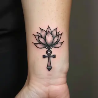 Lotus and Ankh Wrist Tattoo: A Symbol of Life & Enlightenment