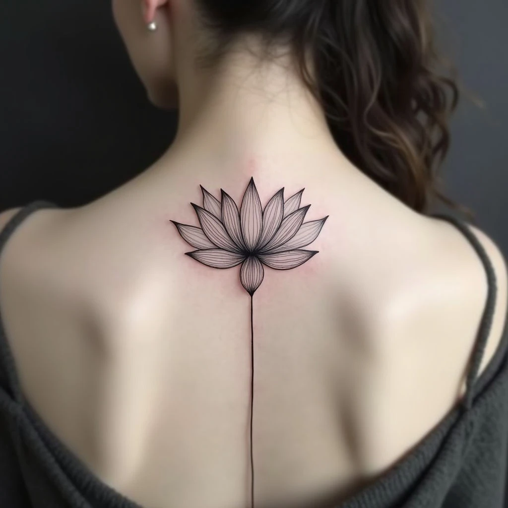 Delicate Lotus Flower Tattoo on Collarbone