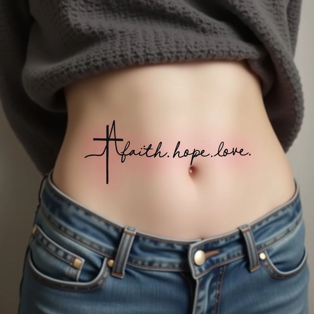 Faith, Hope, Love Heartbeat Tattoo Design