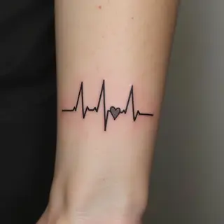 Minimalist Heartbeat Love Tattoo Design