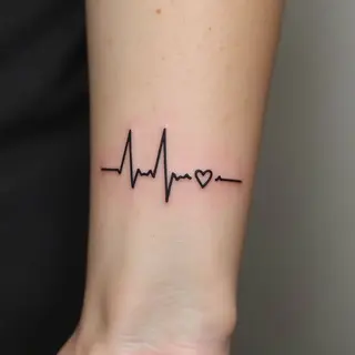 Minimalist Heartbeat & Love Tattoo Design