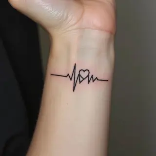 Minimalist Love Heartbeat Tattoo Design