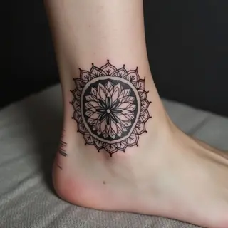 Intricate Mandala Ankle Tattoo Design