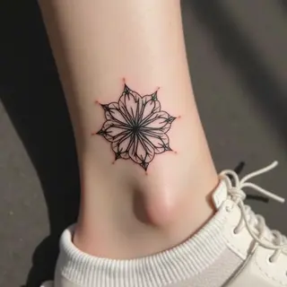 Delicate Geometric Mandala Ankle Tattoo