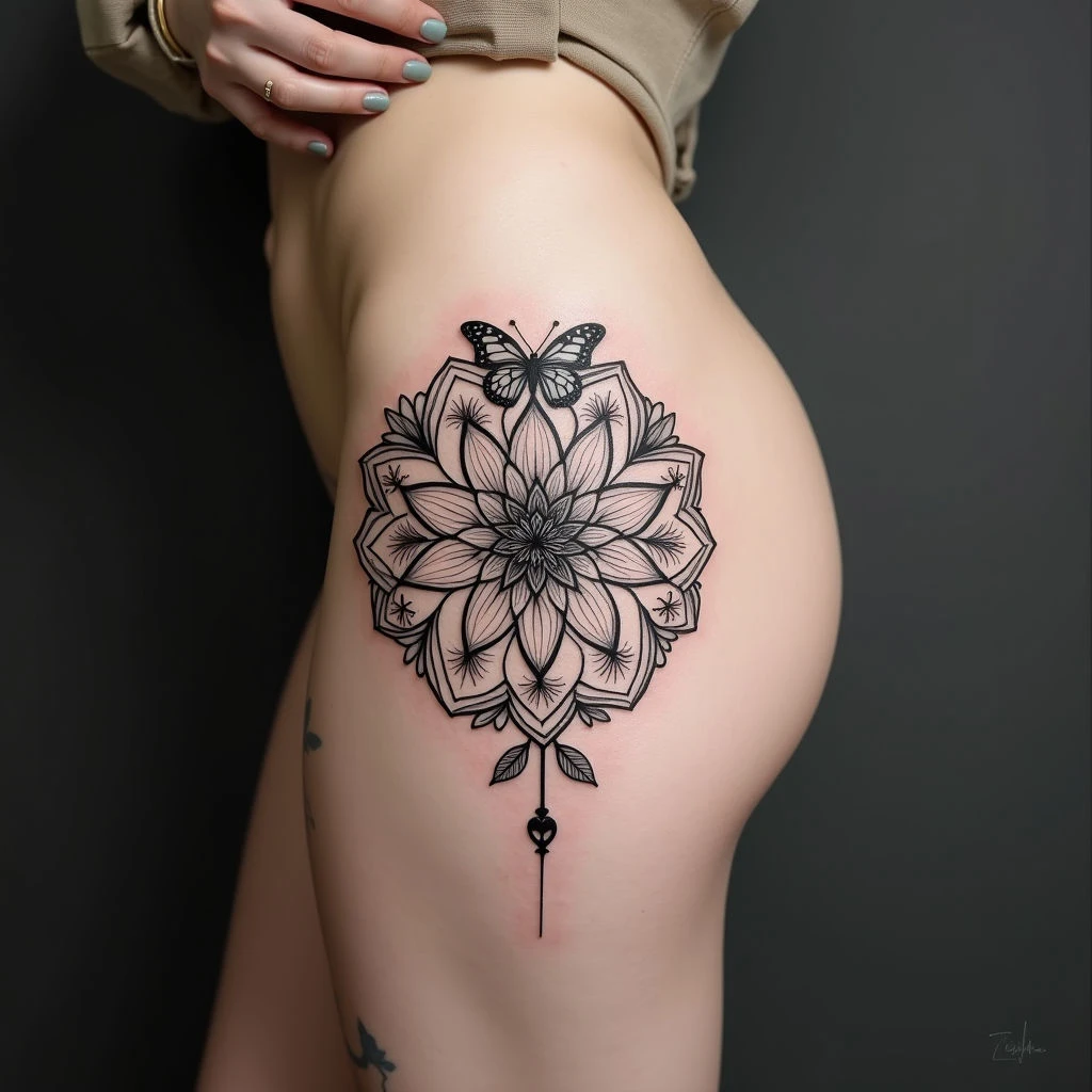 Elegant Floral Mandala Tattoo Design