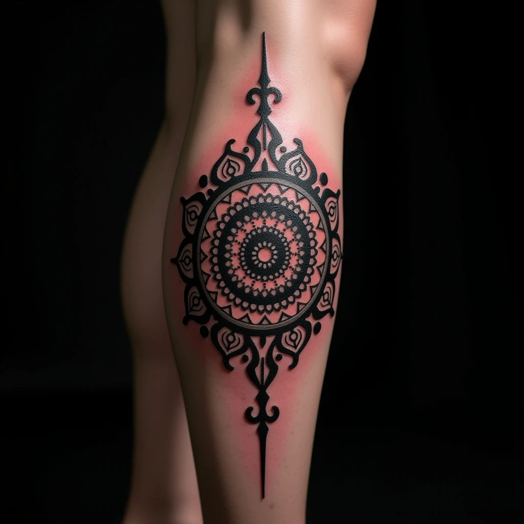 Mandala Leg Tattoo: Strength & Healing Symbolism