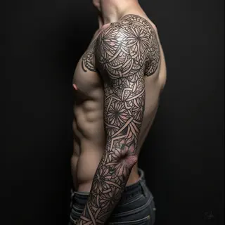 Intricate Geometric Sleeve Tattoo Design