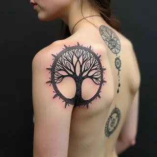 Sacred Geometry & Botanical Mandala Tattoo Design