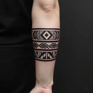 Geometric Maori Band Tattoo on Forearm