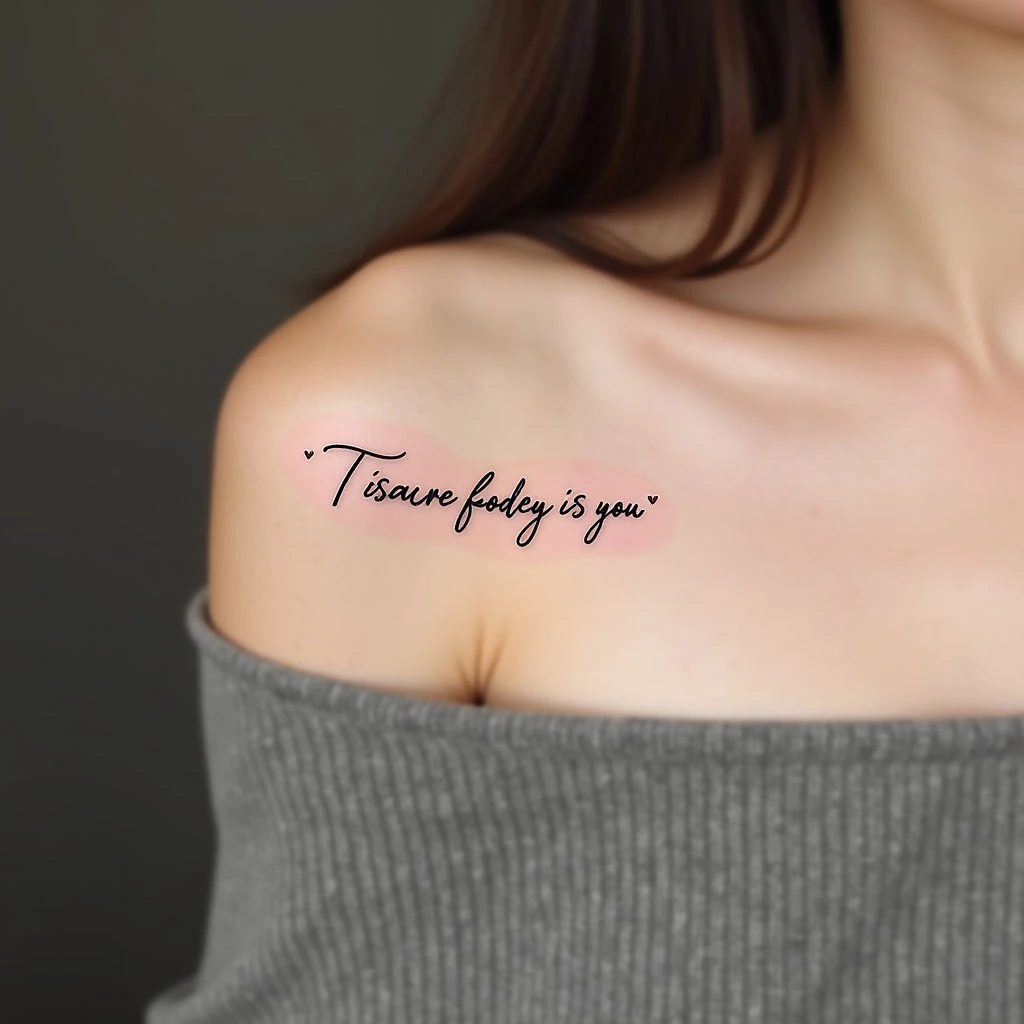 Elegant Script Tattoo on Shoulder: A Meaningful Quote
