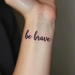 Minimalist Script Tattoo: A Reminder to Be Brave