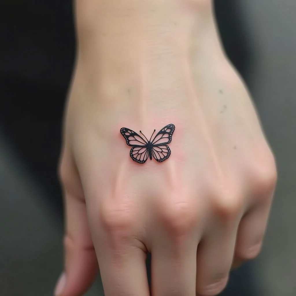 Ephemeral Butterfly: A Minimalist Finger Tattoo