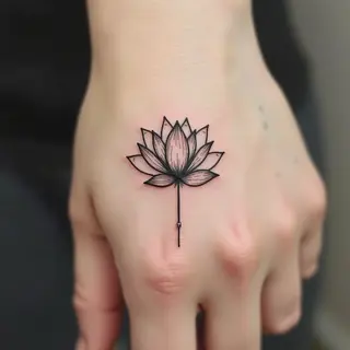 Delicate Lotus Finger Tattoo: A Symbol of Purity and Renewal