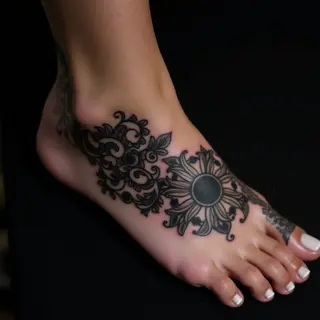 Best Friend Tattoos for Females: Tiny Blackwork Foot Designs