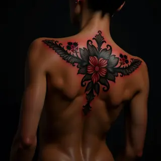 Blackwork Shoulder Tattoos for Remembering Mom