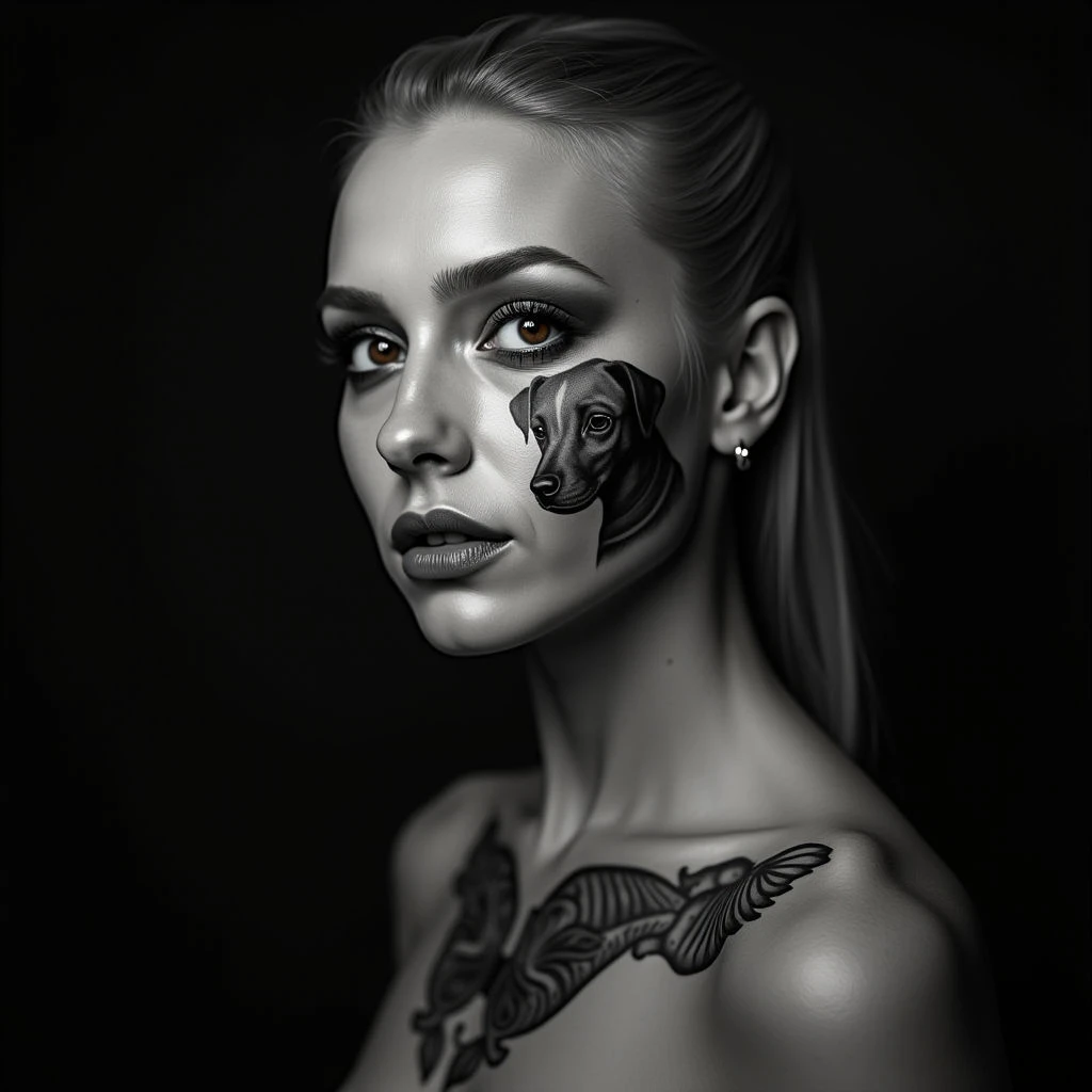 Dog Memorial Tattoos: Old School Face Designs