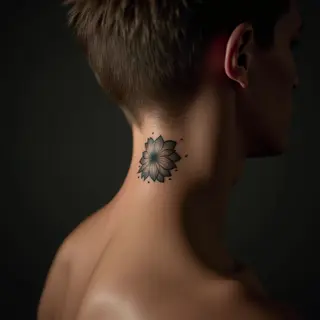 Touching Behind-Ear Tattoos for Mum: Minimalist Blue Designs