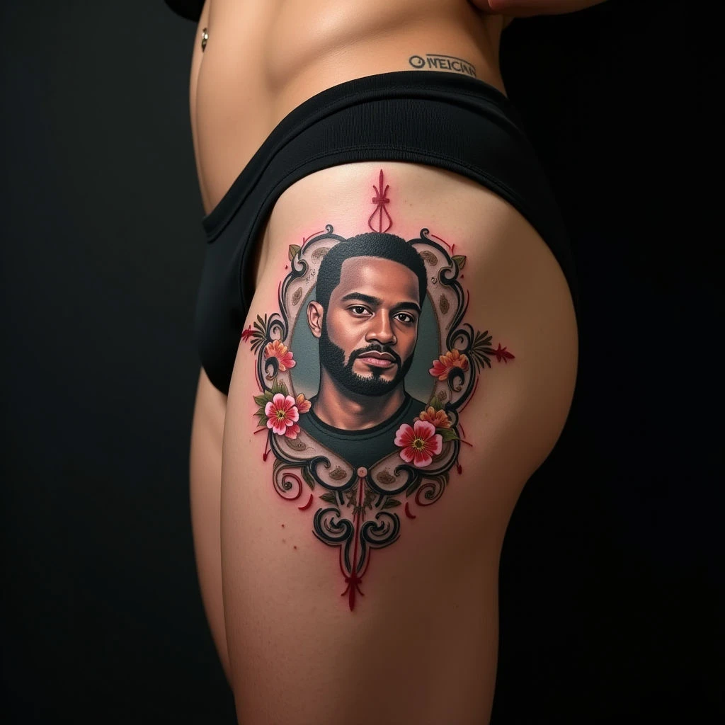 New School Memorial Tattoos for Best Friend - Thigh Piece Inspiration