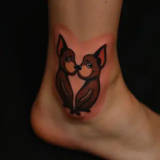 Touching Sibling Tattoos: Illustrative Ankle Designs