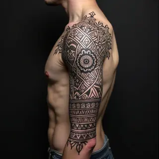 Intricate Islamic Geometric Sleeve Tattoo Design