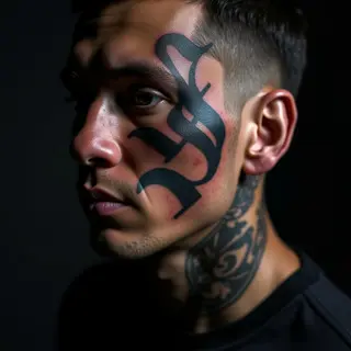 Men's Letter Tattoos: Face Designs in Realism