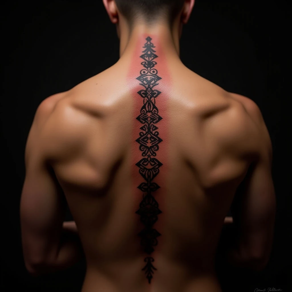 Men's Script Tattoos: Dotwork Spine Designs & Inspiration
