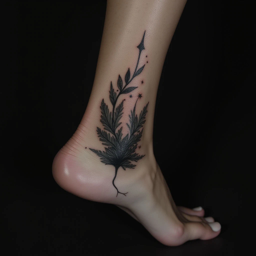 Subtle Surreal Ankle Tattoos for Men: Minimalist & Neon Accents