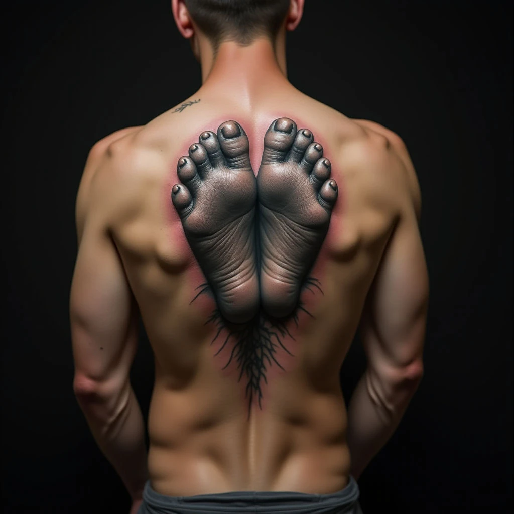 Neo-Traditional Baby Feet Tattoos for Back: Delicate & Meaningful Designs
