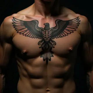 Striking XXL Biomechanical Sternum Tattoos for Men