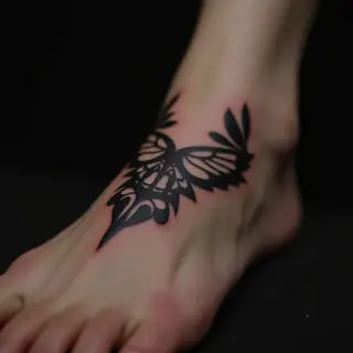 Minimalist Traditional Foot Tattoos in Black Ink