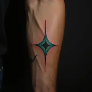 Forearm Tattoos for Guys: Minimalist Blue & Green Designs