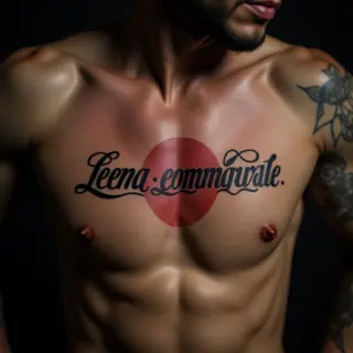 Bold Calligraphy Sternum Tattoos for Men