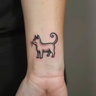 Minimalist Cat Line Art Tattoo Design