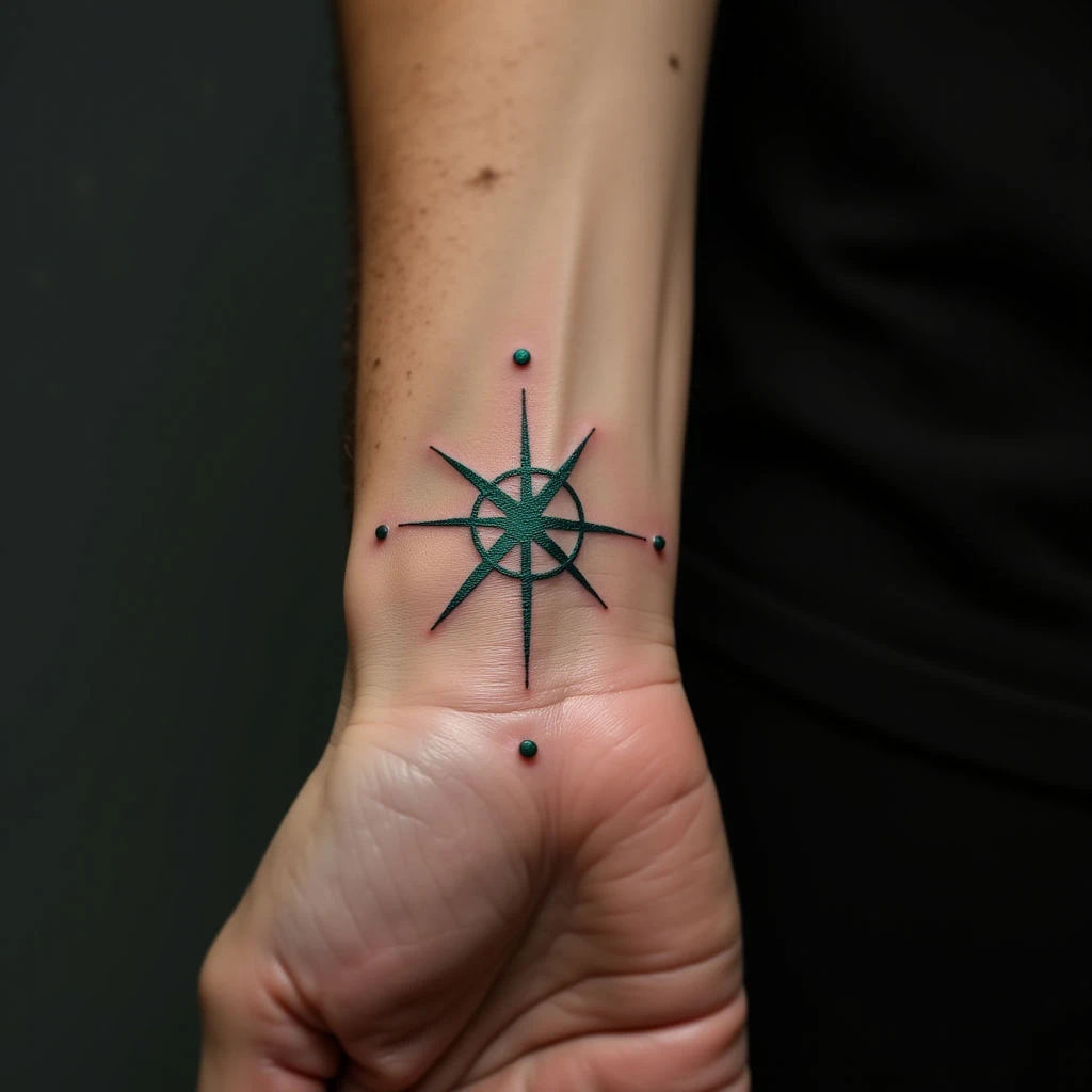 Subtle Foot Tattoos for Men: Minimal Dotwork Designs in Blue-Green